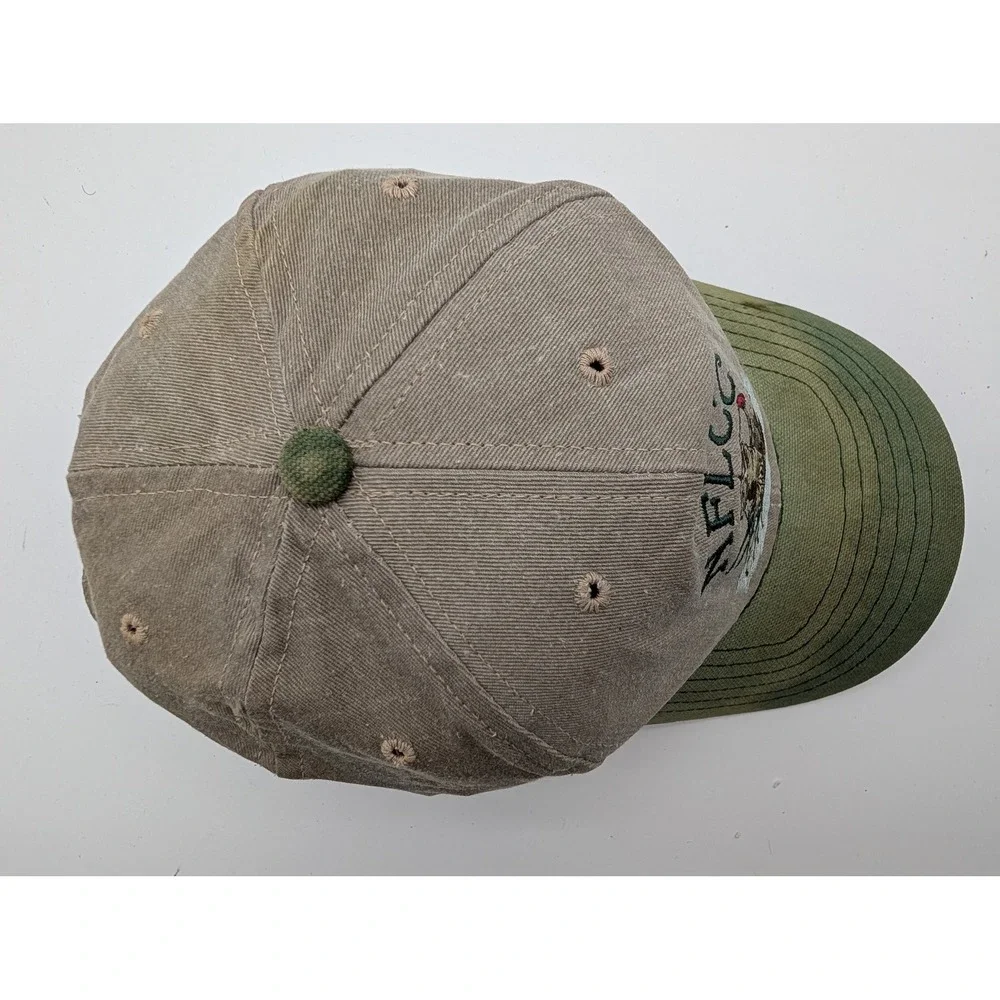 Vintage NFLCC National Fishing Lure Collectors Club Frog Hat Tan Green Strapback